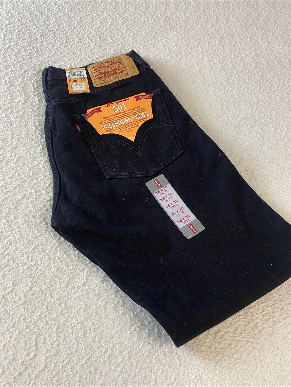 Levi's Black 501 Preshrunk Straight Jeans
